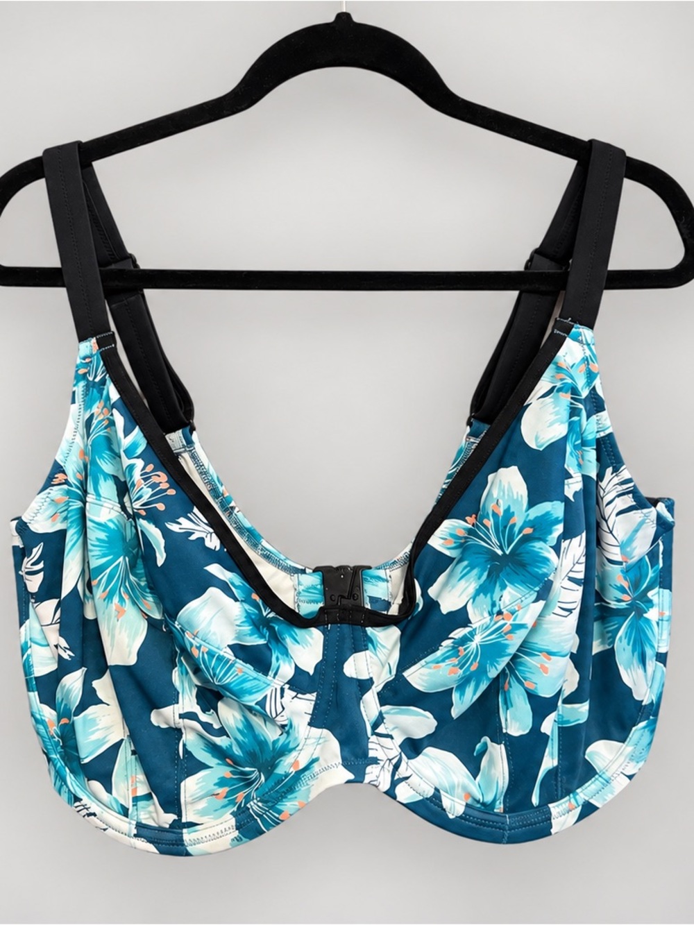 Elomi Floral Underwire Bikini Top UK 38HH US 38L Blue